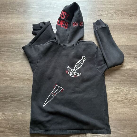 Ricchezza I Love NevHer Hoodie Size Large Rich Off My Exes 2020 Rare Black - Picture 8 of 10